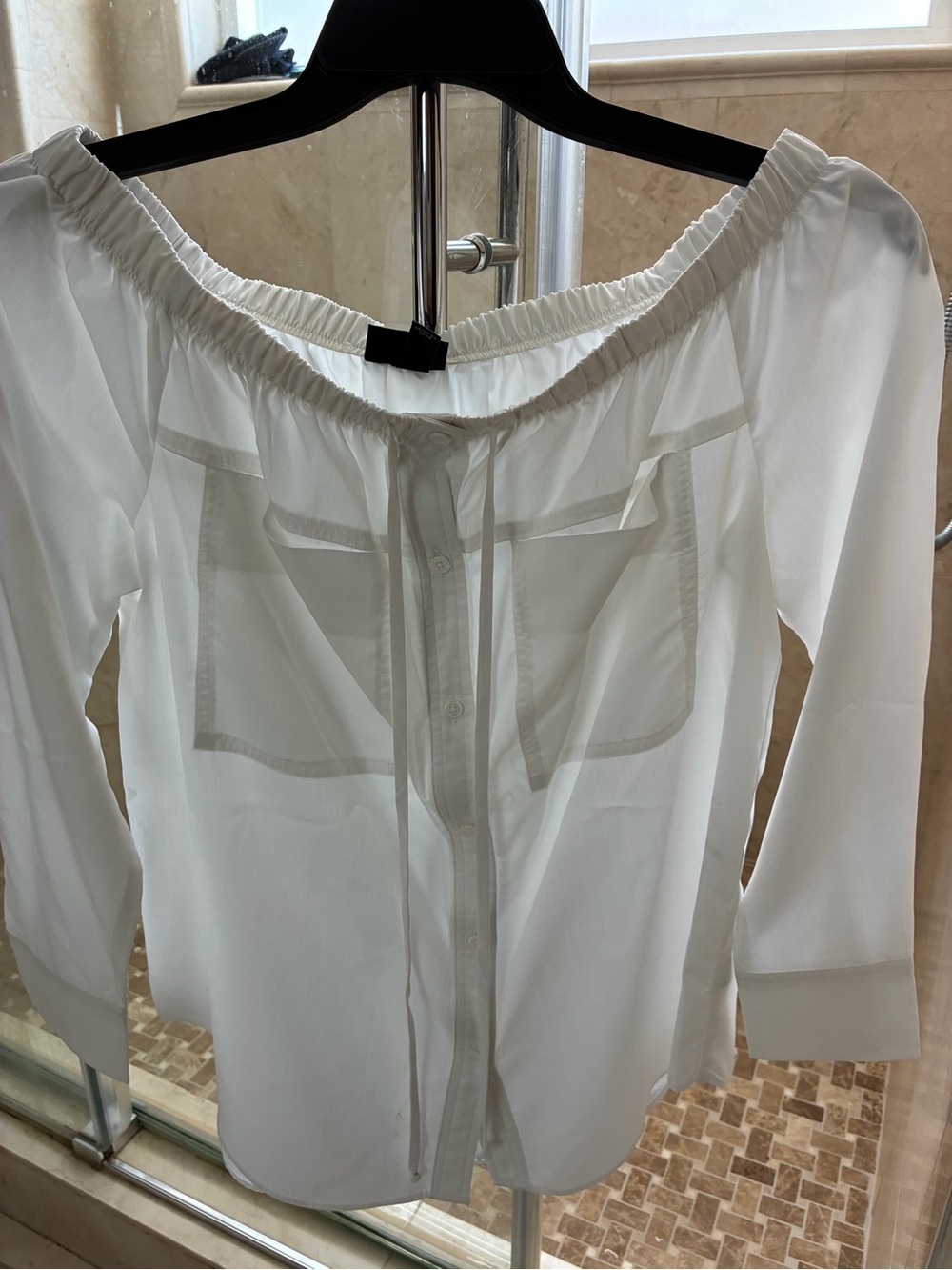 Missguided White Off-Shoulder Tie-Front Semi-Sheer Blouse